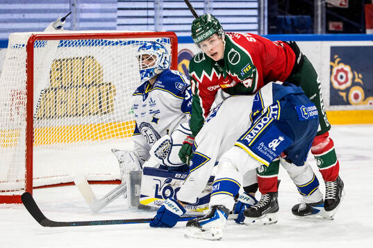 Leksands målvakt Jakob Hellsten och Alexander Lundqvist