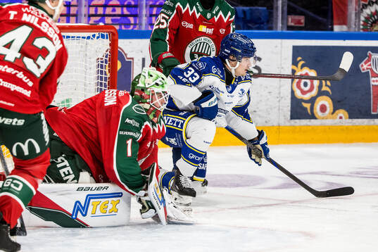 Frölundas målvakt Lars Johansson och Leksands Olle