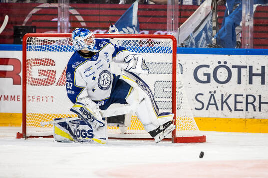 Leksands målvakt Jakob Hellsten deppar