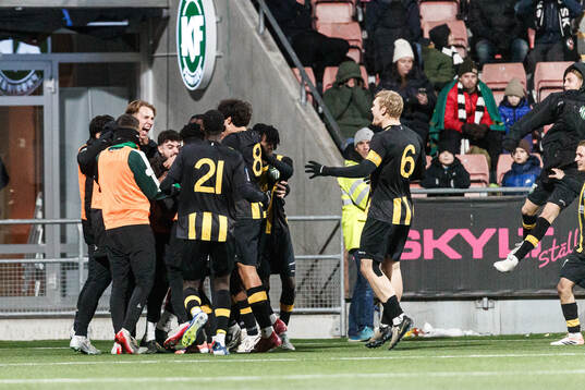 Hammarby TFFs Adrian Lahdo jublar