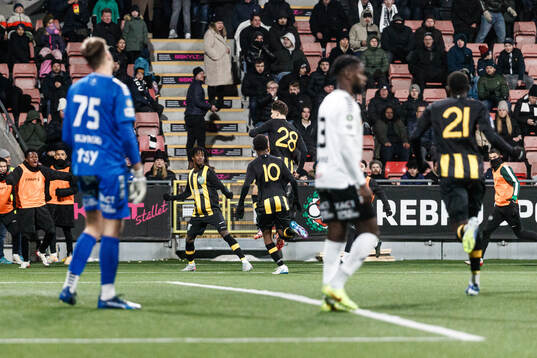 Hammarby TFFs Adrian Lahdo jublar