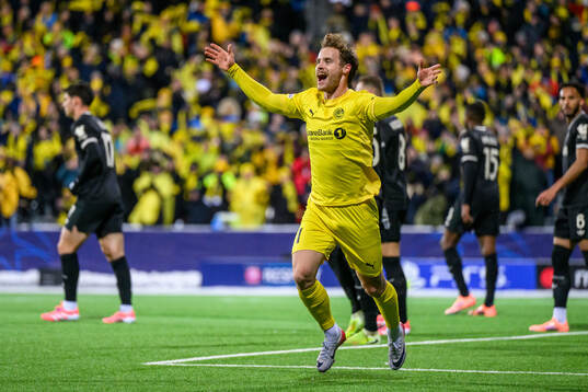 Ole Didrik Blomberg of Bodø/Glimt celebrates