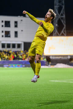 Ole Didrik Blomberg of Bodø/Glimt celebrates