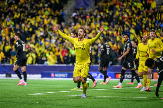 Ole Didrik Blomberg of Bodø/Glimt celebrates