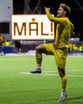 Ole Didrik Blomberg of Bodø/Glimt celebrates