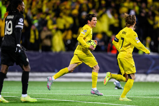 Sondre Brunstad Fet of Bodø/Glimt celebrates afetr scoring