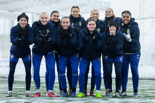 Players of the Swedish women's under-23 national team at a