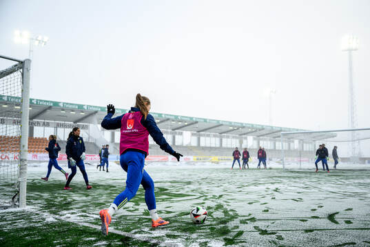 Players of the Swedish women's under-23 national team at a