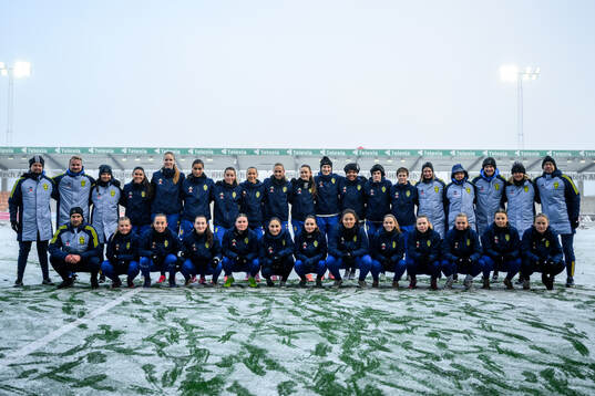 Staff, players and coaches of the Swedish women's under-23