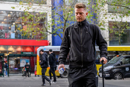 Anders Christiansen of Malmö FF arrives at the hotel