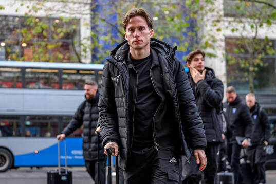 Johan Karlsson of Malmö FF arrives at the hotel