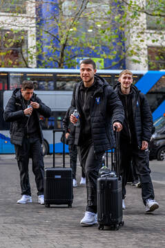 Gabriel Busanello of Malmö FF arrives at the hotel