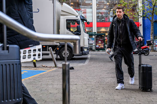 Lasse Berg Johnsen of Malmö FF arrives at the hotel