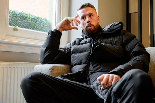 Pontus Jansson  of Malmö FF is interviewed at the hotel