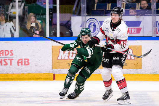 Färjestads Viktor Lodin och Malmö Redhawks Robin Salo