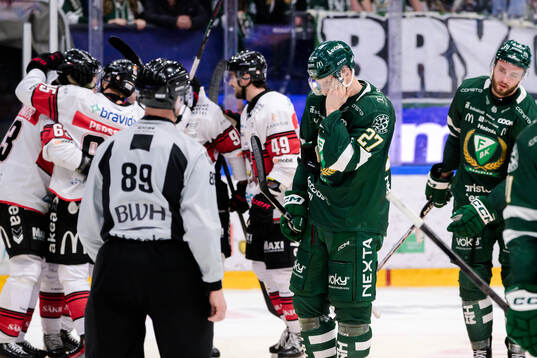 Färjestads Gabriel Carlsson och Radim Zohorna deppar