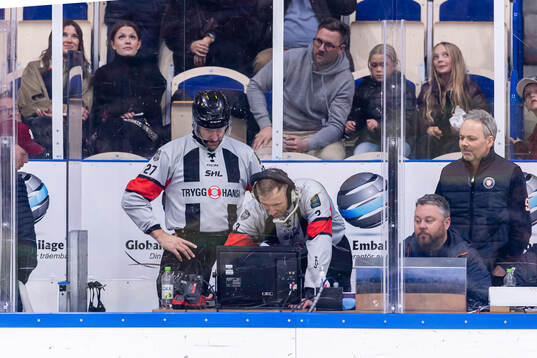 domare Mikael Sjöqvist och domare Linus Öhlund gör en