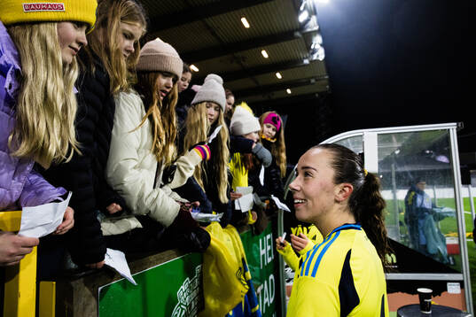 Athinna Persson Lundgren and supporters of Sweden
