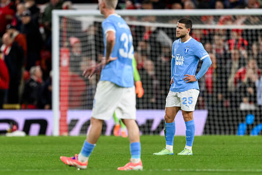 Gabriel Busanello of Malmö FF looks dejected
