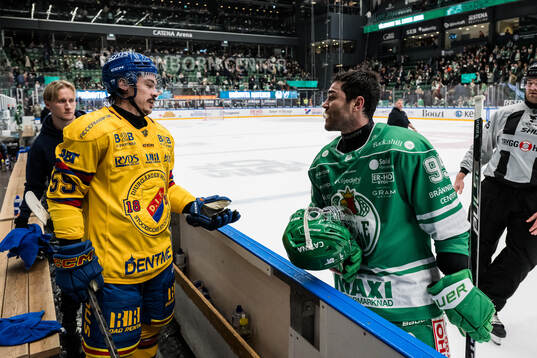 Djurgårdens Charles Hudon och Rögles Mark Friedman