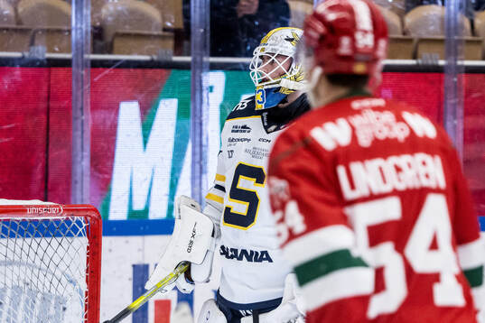 Södertäljes målvakt Love Härenstam deppar