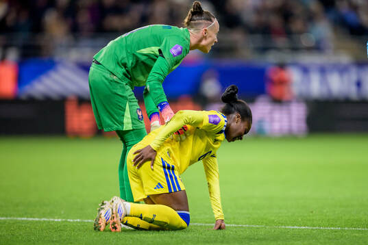 Monica Jusu Bah of Sweden in pain