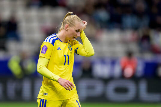Stina Blackstenius of Sweden looks dejected