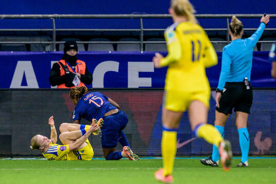 Anna Sandberg of Sweden in pain