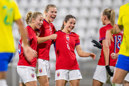 Justine Kielland, Ada Hegerberg and Tuva Hansen of Norway