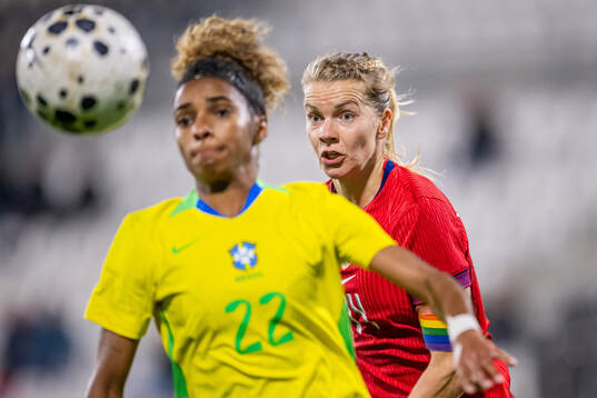 Luany Vitoria da Silva Rosa of Brazil and Ada Hegerberg of