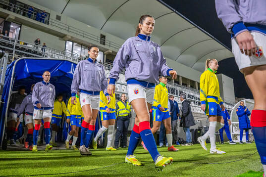 Tuva Hansen of Norway enters the pitch