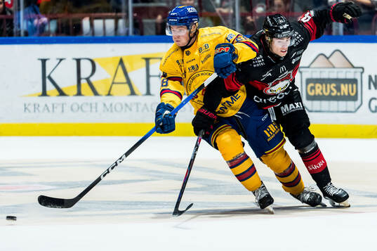 Djurgårdens Gustav Lindström och Malmö Redhawks Isac Born