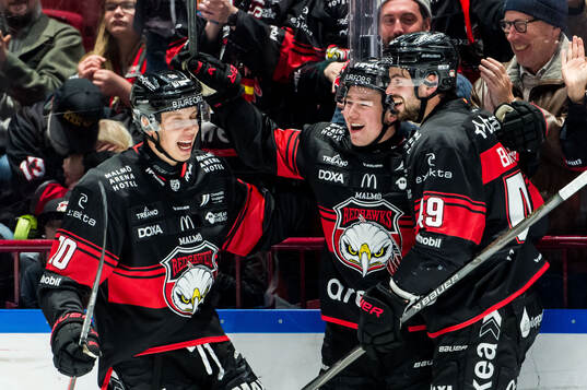 Malmö Redhawks Petter Vesterheim, William Von Barnekow och