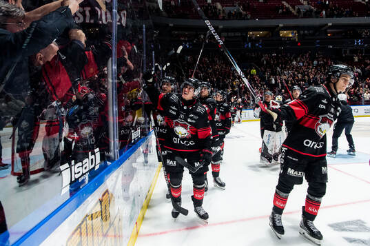 Malmö Redhawks spelare jublar