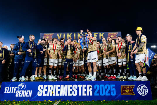 Henrik Heggheim of Viking celebrates