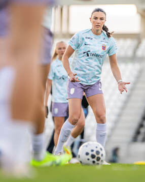 Ingrid Syrstad Engen of Norway warms up