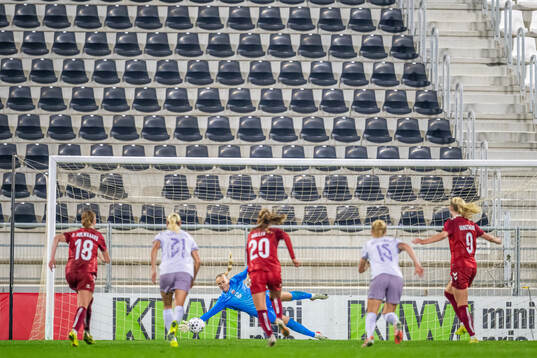 Goalkeeper Selma Panengstuen of Norway saves a penalty kick