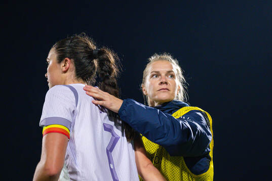 Ingrid Syrstad Engen and Ada Hegerberg of Norway