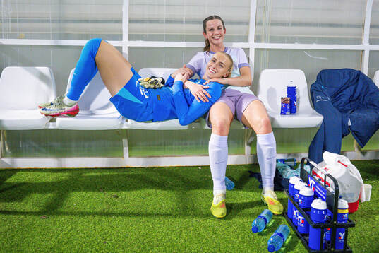 Goalkeeper Selma Panengstuen and Tuva Hansen of Norway