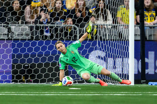 Goalkeeper Jennifer Falk of Sweden