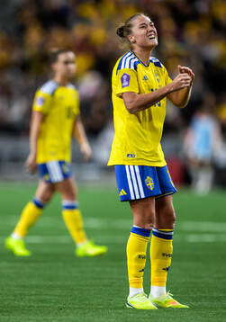 Filippa Angeldahl of Sweden looks dejected