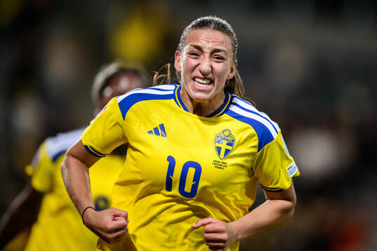 Rosa Kafaji of Sweden celebrates