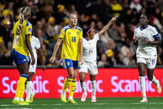 Filippa Angeldahl of Sweden looks dejected