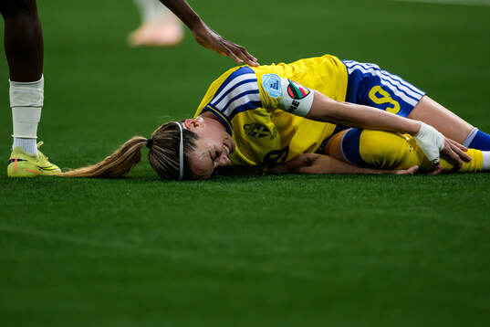 Kosovare Asllani of Sweden in pain