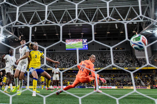 Rosa Kafaji of Sweden , not pictured, scores the 2-1 goal