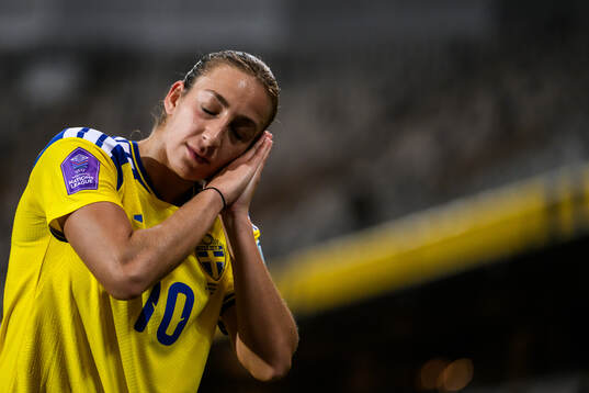 Rosa Kafaji of Sweden celebrates the 2-1 goal