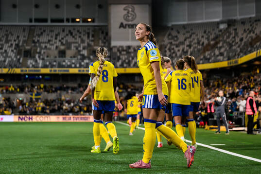 Rosa Kafaji of Sweden celebrates the 2-1 goal