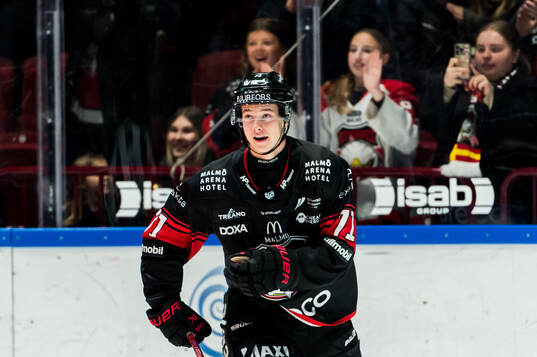 Malmö Redhawks Isac Nilsson jublar