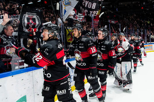 Malmö Redhawks Robin Salo, Maximilian Eisenmenger och