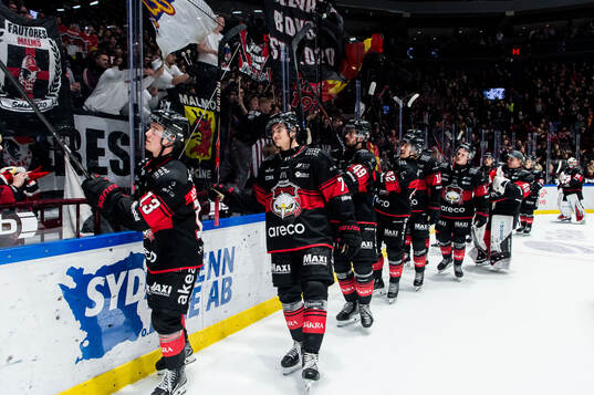 Malmö Redhawks spelare jublar